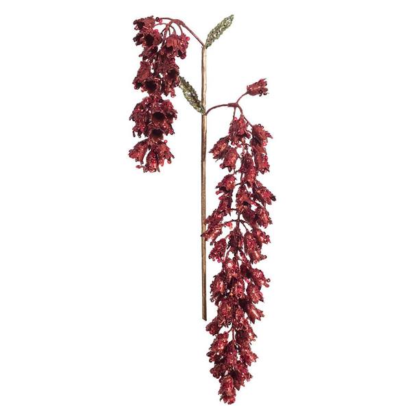 20" Artificial Red Pearl Glitter Hanging Foxglove (3 pack)