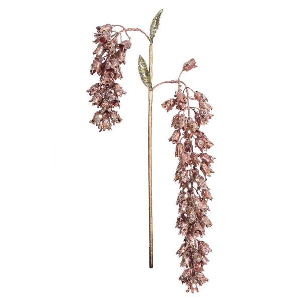 20" Artificial Rose Gold Pearl Glitter Hanging Foxglove (3 pack)
