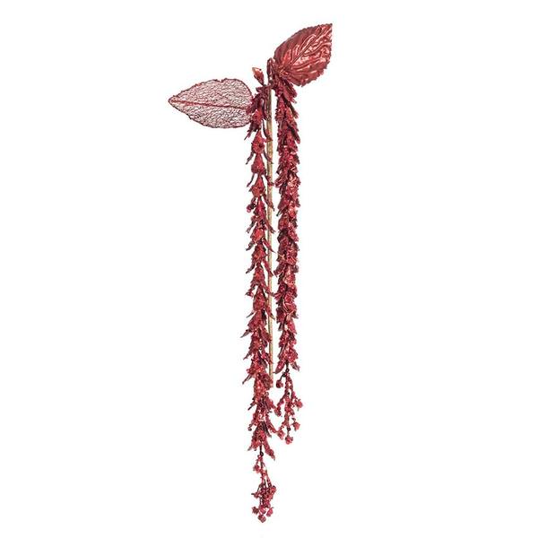 20" Artificial Red Pearl Glitter Hanging Lupin (3 pack)