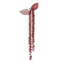Vickerman 20" Artificial Red Pearl Glitter Hanging Lupin (3 pack)