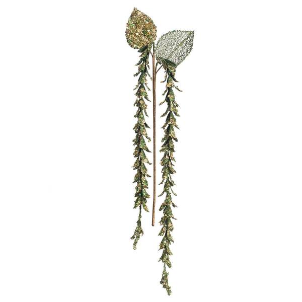 20" Artificial Green Pearl Glitter Hanging Lupin (3 pack)