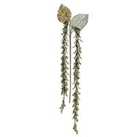 Vickerman 20" Artificial Green Pearl Glitter Hanging Lupin (3 pack)