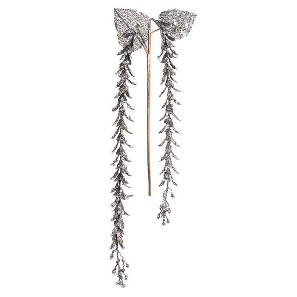 20" Artificial Silver Pearl Glitter Hanging Lupin (3 pack)