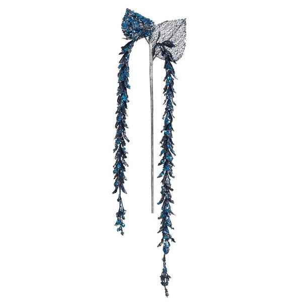 20" Artificial Blue Pearl Glitter Hanging Lupin (3 pack)