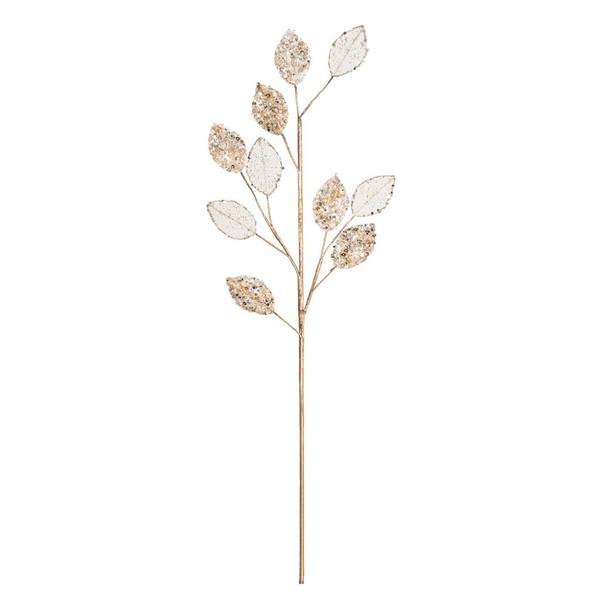 20" Gold Glitter Plum Leaf Spray (3 pack)
