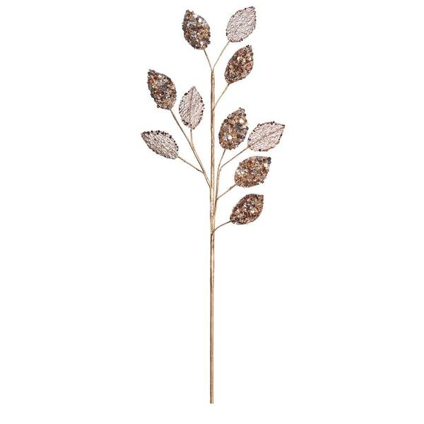 20" Chocolate Glitter Plum Leaf Spray (3 pack)