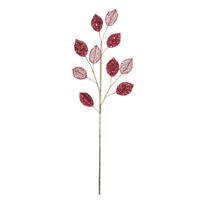 Vickerman 20" Red Glitter Plum Leaf Spray (3 pack)