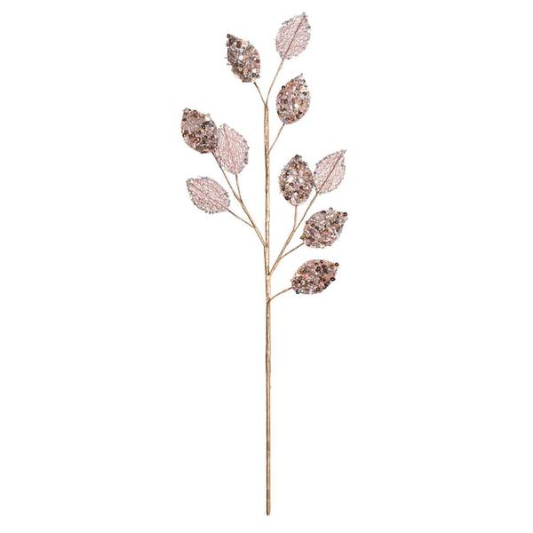 20" Rose Gold Glitter Plum Leaf Spray (3 pack)