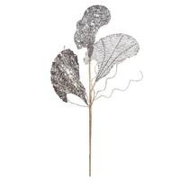 Vickerman 20" Silver Fiddle Leaf Fig Glitter Spray (3 pack)