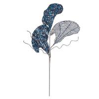 Vickerman 20" Blue Fiddle Leaf Fig Glitter Spray (3 pack)