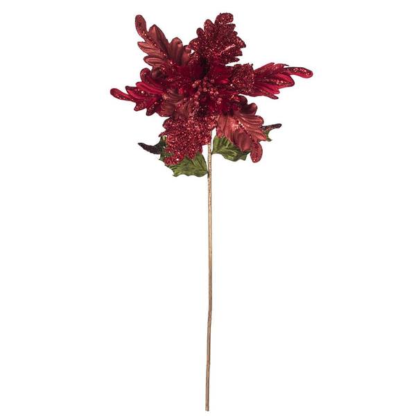20" Red Poinsettia 14" Flower Pick (3 pack)