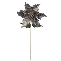 Vickerman 20" Silver Poinsettia 14" Flower Pick (3 pack)