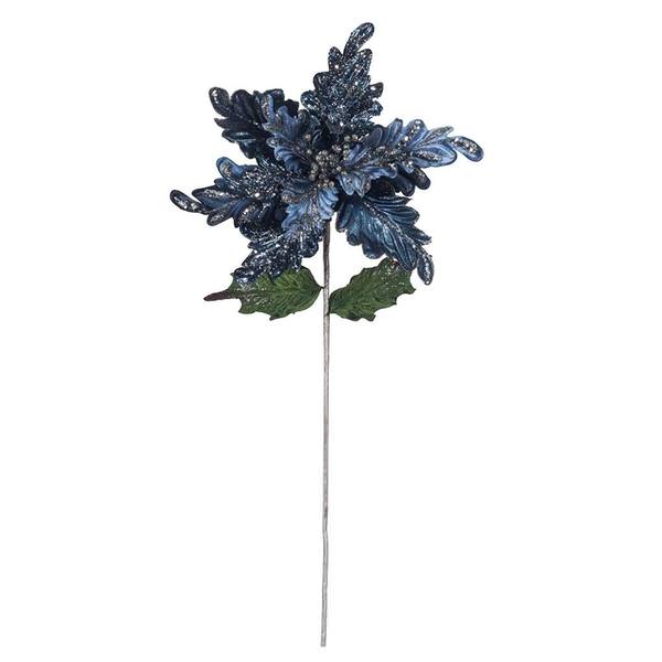 20" Blue Poinsettia 14" Flower Pick (3 pack)