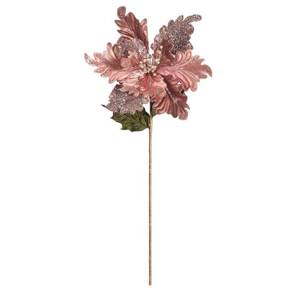 20" Rose Gold Poinsettia 14" Flower Pick (3 pack)