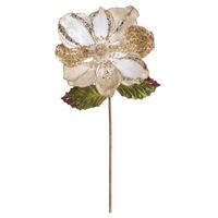 Vickerman 20" Gold Glitter Hibiscus Flower (3 pack)