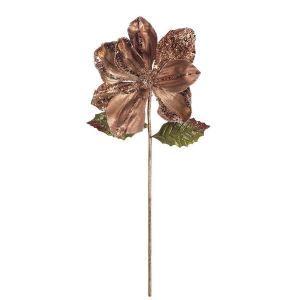 20" Artificial Chocolate Velvet Glitter Hibiscus Flower (3 pack)