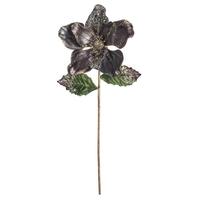 Vickerman 20" Artificial Silver Velvet Glitter Hibiscus Flower (3 pack)