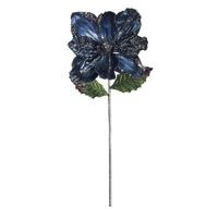 Vickerman 20" Artificial Blue Velvet Glitter Hibiscus Flower (3 pack)