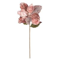 Vickerman 20" Artificial Rose Gold Velvet Glitter Hibiscus Flower (3 pack)