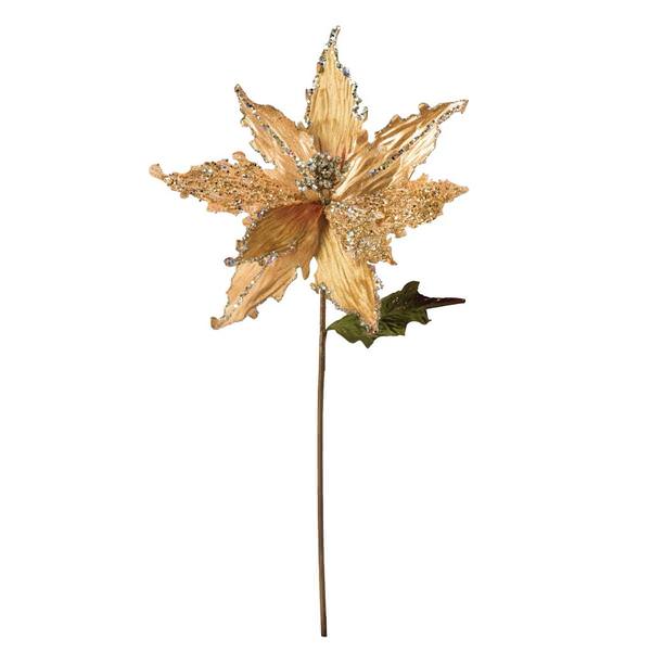20" Gold Pearl Poinsettia 12" Flower Pick (3 pack)
