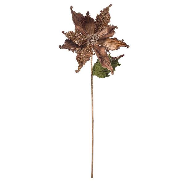 20" Chocolate Poinsettia 12" Flower Pick (3 pack)
