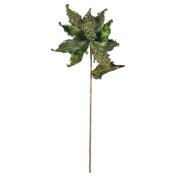20" Green Poinsettia 12" Flower Pick (3 pack)