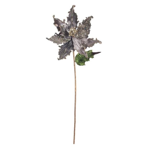 20" Silver Poinsettia 12" Flower Pick (3 pack)