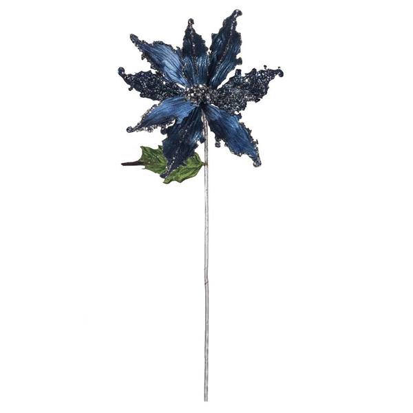 20" Blue Poinsettia 12" Flower Pick (3 pack)
