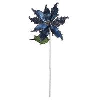 Vickerman 20" Blue Poinsettia 12" Flower Pick (3 pack)