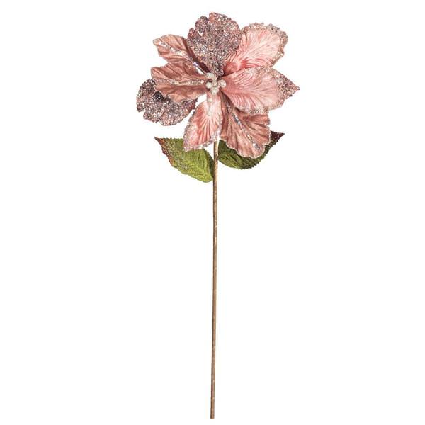 20" Artificial Rose Gold Mesh Pearl Amaryllis Flower (3 pack)