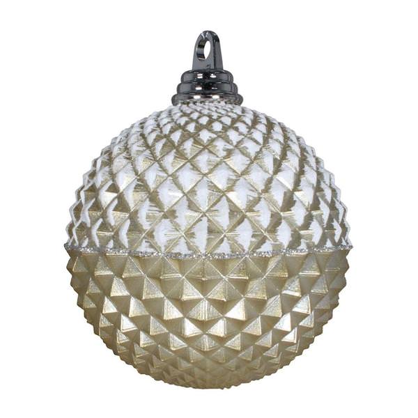 5" Champagne Glitter Candy Durian Ball Ornament (3 pack)