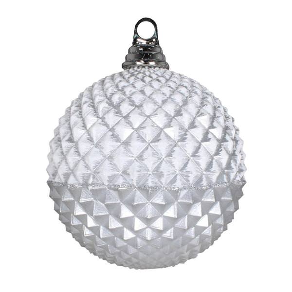 6.7" Silver Glitter Candy Durian Ball Ornament (2 pack)