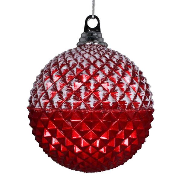 8" Red Glitter Candy Durian Ball Ornament