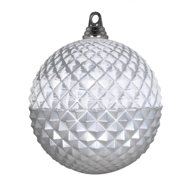 12" Silver Glitter Candy Durian Ball Ornament
