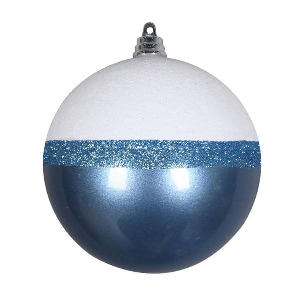 3" Periwinkle / White Glitter Candy Ball Ornament (6 pack)