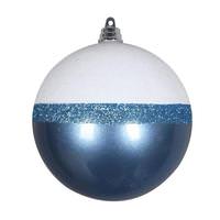 Vickerman 3" Periwinkle / White Glitter Candy Ball Ornament (6 pack)