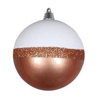 Vickerman 4" Rose Gold / White Glitter Candy Ball Ornament (6 pack)