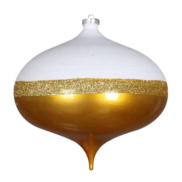 8" Gold Candy/White Glitter Onion Ornament