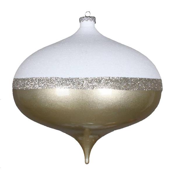8" Champagne Candy/White Glitter Onion Ornament