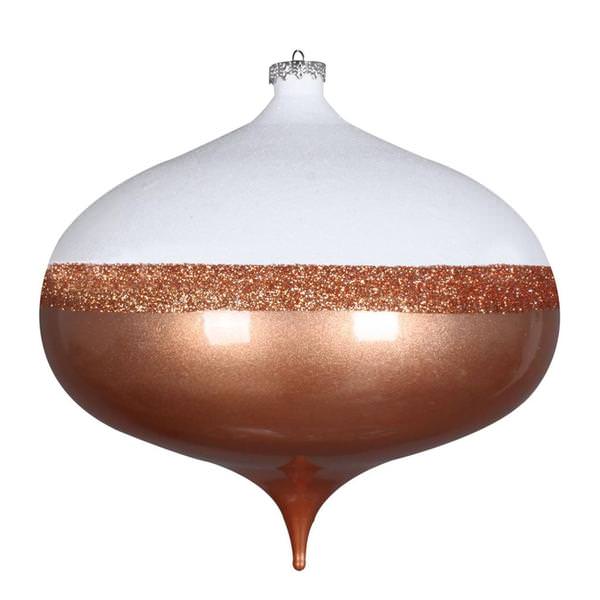 8" Rose Gold Candy/White Glitter Onion Ornament