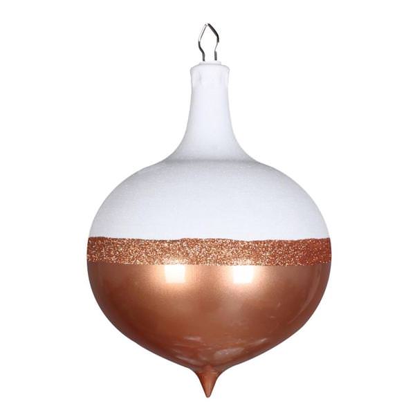 9" Rose Gold / White Candy Glitter Drop Ornament