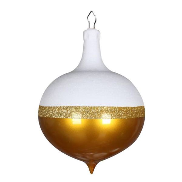 12" Gold / White Candy Glitter Drop Ornament