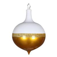 Vickerman 12" Gold / White Candy Glitter Drop Ornament