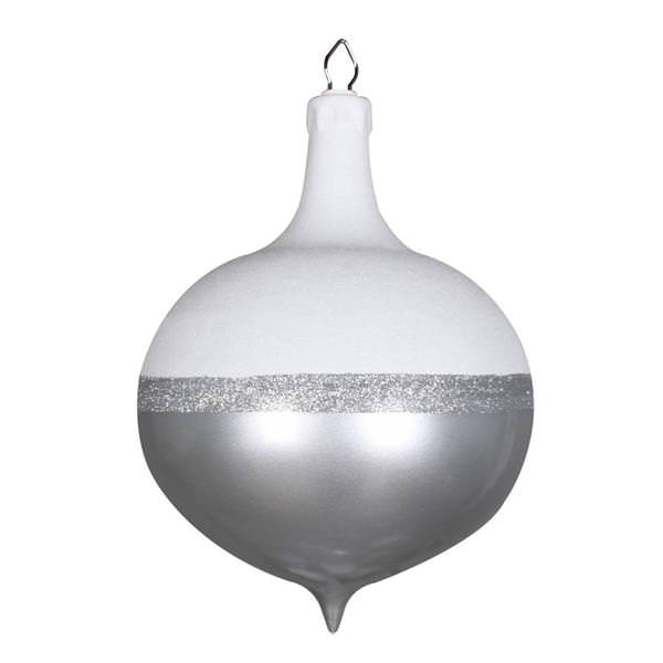 12" Silver / White Candy Glitter Drop Ornament