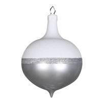 Vickerman 12" Silver / White Candy Glitter Drop Ornament