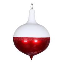 Vickerman 12" Red / White Candy Glitter Drop Ornament