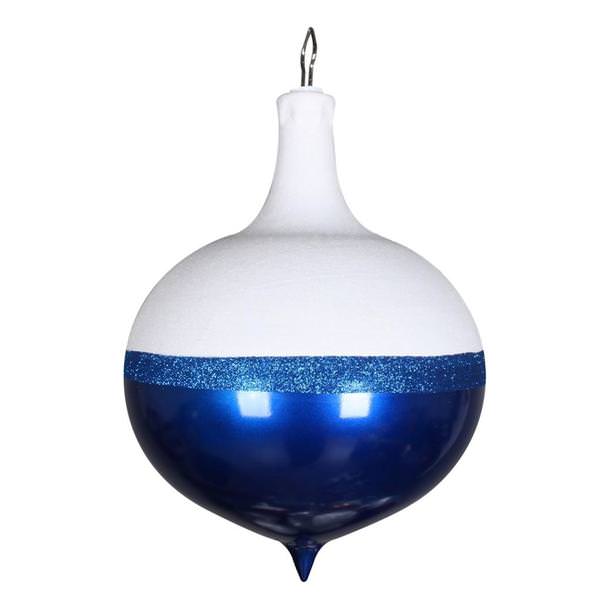 12" Blue / White Candy Glitter Drop Ornament
