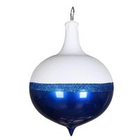 Vickerman 12" Blue / White Candy Glitter Drop Ornament