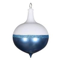 Vickerman 12" Periwinkle / White Candy Glitter Drop Ornament