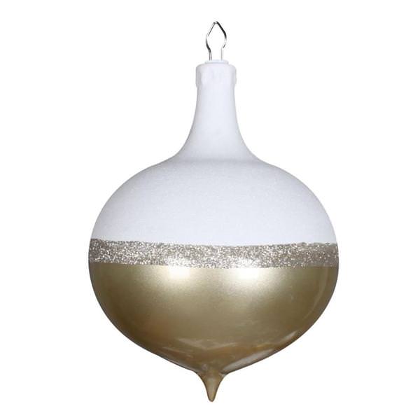 12" Champagne / White Candy Glitter Drop Ornament